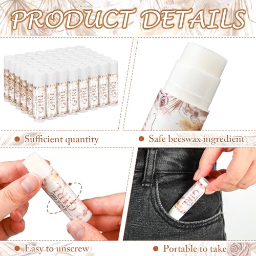 Siifert 50 Pack Boho Baby Shower Lip Balm Party Supplies Bulk for Girls Guests Boys Baby Shower Gifts Neutral Gender Reveal Favors Prizes Souvenirs Winners Thank You Appreciation Gifts