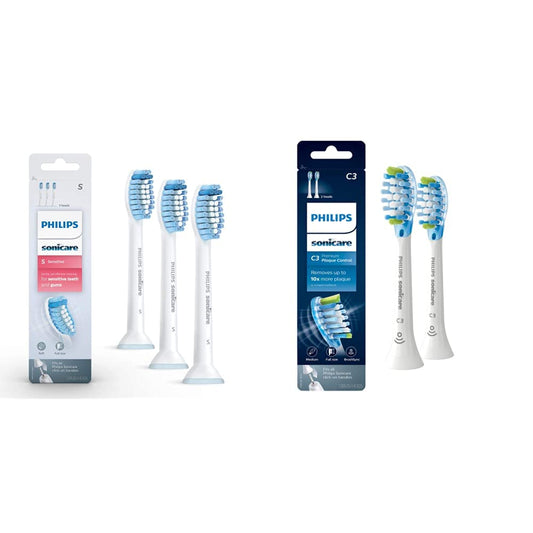 Philips Sonicare Sensitive and Premium Plaque Control Replacement Toothbrush Heads Bundle (5 Count)