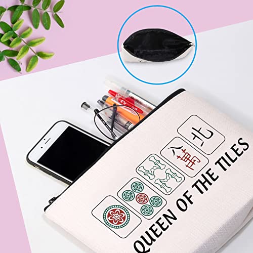 GJTIM Mahjong Cosmetic Bag Queen Of The Tiles Mahjong Board Game Storage Bag for Mahjong Lover (Tiles Queen Bag)