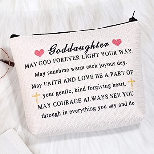 CMNIM Goddaughter Gifts Makeup Bag Goddaughter Religious Gifts Goddaughter Cosmetic Bag Zipper Pouch May God Forever Light Your Way (Goddaughter Bag)