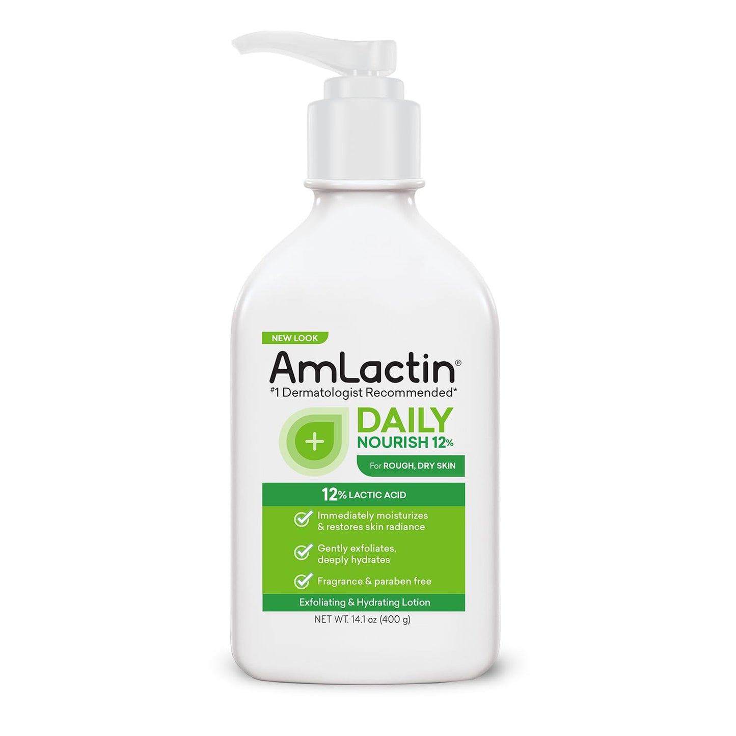 AmLactin Daily Nourish 12% - 14.1 oz Body Lotion with 12% Lactic Acid & Intensive Healing Body Lotion for Dry Skin – 7.9 oz Pump Bottle