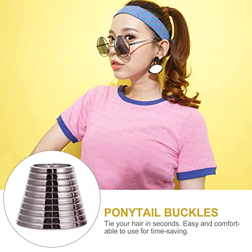 KALLORY 8pcs Plastic Ring Lady Hair Teeth for Accessories Barrette Cuff: Use Fashion Long Clip High and Buckles Punk Black Tie Women Ponytails Rings Circle Metal Cover Headwear