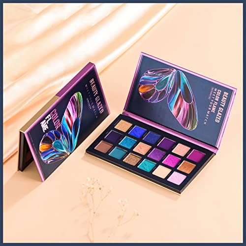 MIELIKKI 18 Colors Eyeshadow Palette, Butterfly Series Highly Pigmented Eye Makeup Palette, Matte Shimmer Metallic Powder Eyeshadow Pallet, Makeup Palette Cosmetics Gift, 110