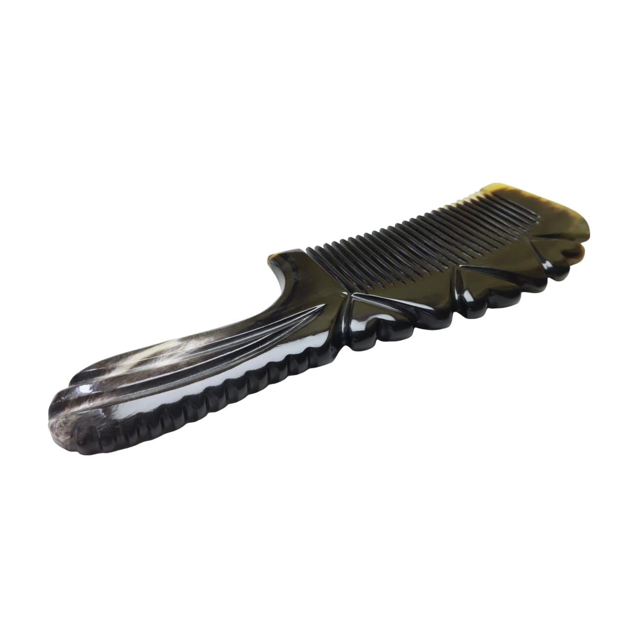 Natural Horn Comb, PROTORIGEN Handmade Ox Horn Comb anti-static, fine tooth comb, hair and scalp health comb. (Ox Horn Heart)