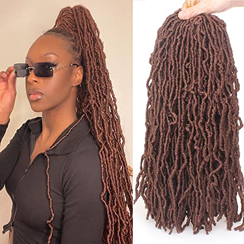 18 Inch 6 Packs New Faux locs Goddess Soft Locs Curly Wavy Crochet Braiding Hair Pre Looped Faux locs Crochet Hair Synthetic Extensions For Women(18 inch, 30#)