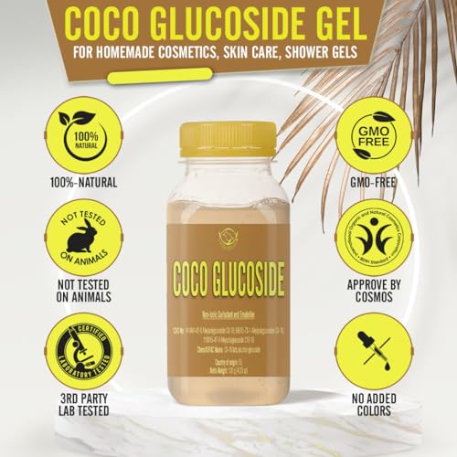 Artekas Innovation - COCO GLUCOSIDE - Gel - for Homemade Cosmetics, Skin Care, Shower Gels, Foaming, Body Soap, Shampoos, Face Cleansers - 4.23 oz