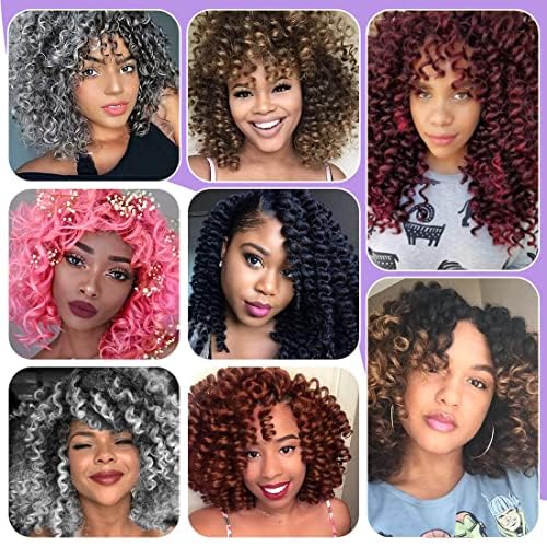 GetMaige Short Jamaican Bounce Curly Crochet Hair Extensions Synthetic 4packs/lot Ombre Brown Ocean Wave Crochet Braids For Black Women (12inch (pack of 4), 4)