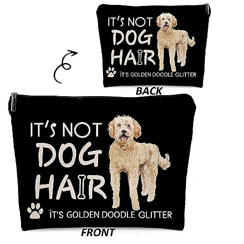 Dwept It's Not Dog Hair It's Golden Doodle Glitter Cosmetic Bag, Funny Dog Makeup Bag Zipper Cosmetic Pouch Bag Travel Linen Makeup Organizer, Dog Themed Gifts for Dog Lovers Women Girls