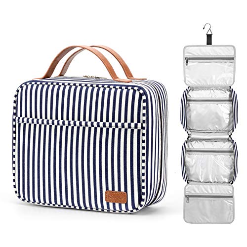 Toiletry Bag for Women, Water-Resistant Travel Makeup Organizer with Hanging Hook- Large Travel Toiletry Bag, Makeup Bag for Cosmetic, Full Size Containers, Brushes, Portable Shower Bag Christmas Gift