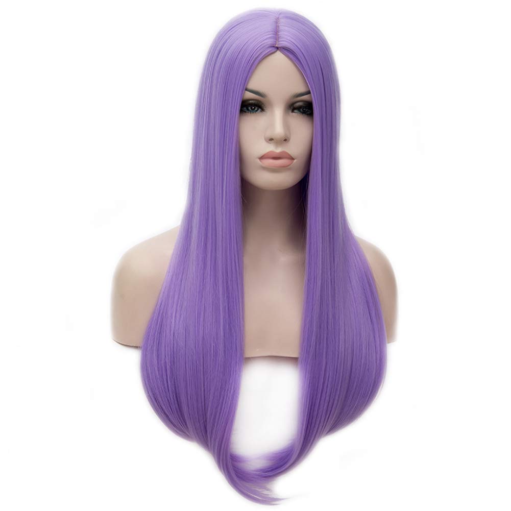 BERON 25 inches Silky Long Straight Wig Charming Women Girls Straight Wigs for Cosplay Party or Daily Use Wig Cap Included (Light Purple)