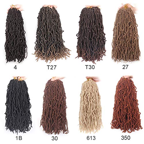 18 Inch 6 Packs New Faux locs Goddess Soft Locs Curly Wavy Crochet Braiding Hair Pre Looped Faux locs Crochet Hair Synthetic Extensions For Women(18 inch, 30#)