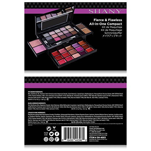 SHANY Fierce & Flawless All-in-One Makeup Set Compact with Mirror, 15 Eye Shadows, 2 Bronzers, 2 Blushes and 15 Lip/Eye Glosses - Applicators Included (Pack of 2)