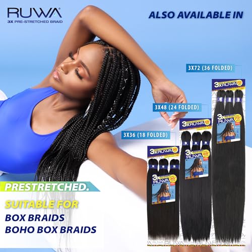 Sensationnel Ruwa prestretched braiding hair - 3x ruwa 48 inch 24 folded water repellent kanekalon fiber fast dry sports braid - 3x Ruwa 24 inch (5 pack, 350 COPPERred)