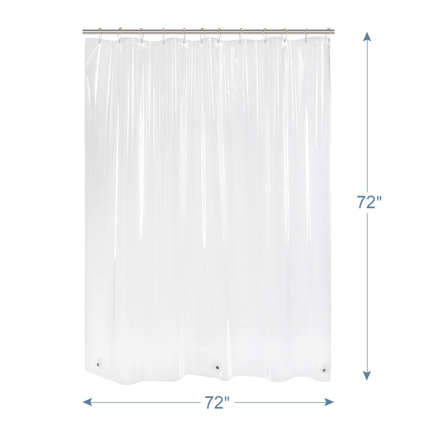 AmazerBath Clear Shower Curtain Liner, Plastic Shower Curtain Liner, Lightweight Shower Liner PEVA, Waterproof Bathroom Shower Curtains with 3 Magnets and 12 Rustproof Grommets, 72x72 Inches