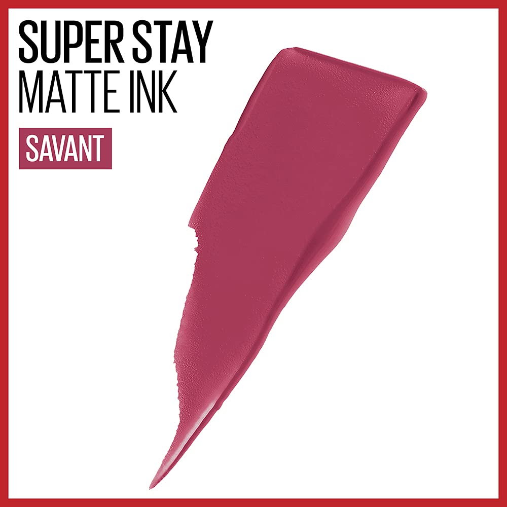 Maybelline Super Stay Matte Ink Liquid Lipstick Makeup, Long Lasting High Impact Color, Up to 16H Wear, Savant, Rose Pink, 1 Count