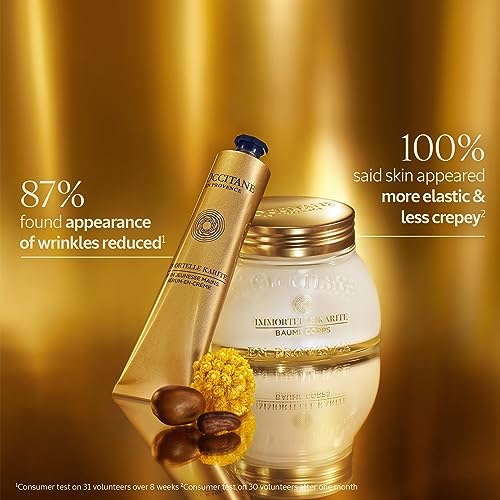 L'OCCITANE Immortelle Divine Duo Gift Set: Target Wrinkles, Visibly Firm Skin, Improve Skin Elasticity With Body Balm and Hand Cream