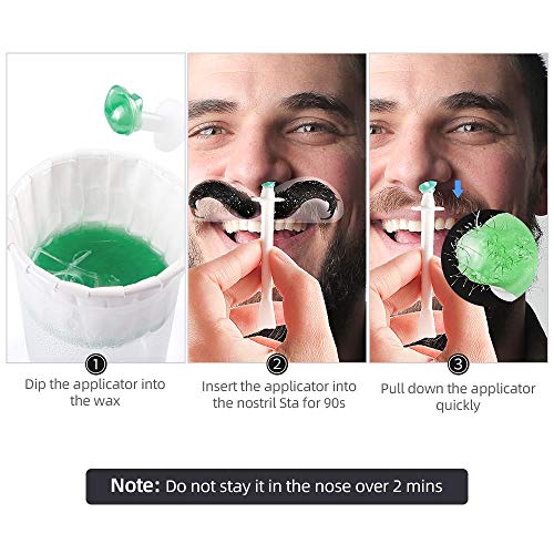 Nose Wax Kit Nose Hair Removal Waxing, 100g Wax, 20 Applicators, 8 Mustache Stickers, 10 Little Cups for Removing Nose Eyebrow Hair, Safe Quick