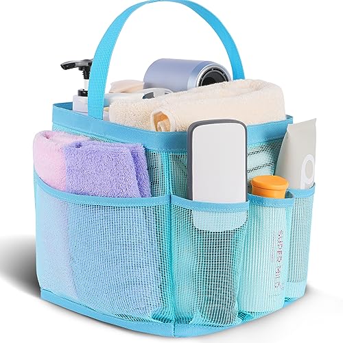 EUDELE Mesh Shower Caddy Portable, 8-Pocket Large Capacity, Quick Dry, Easy Clean, Ideal for Beach, Swimming, Gym, Travel