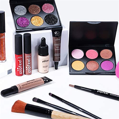 Pure Vie All-in-One Holiday Gift Surprise Makeup Set Essential Starter Bundle Include Eyeshadow Palette Lipstick Concealer Blush Mascara Eyeliner Face Powder Lipgloss Brush - Full Makeup Kit for Women