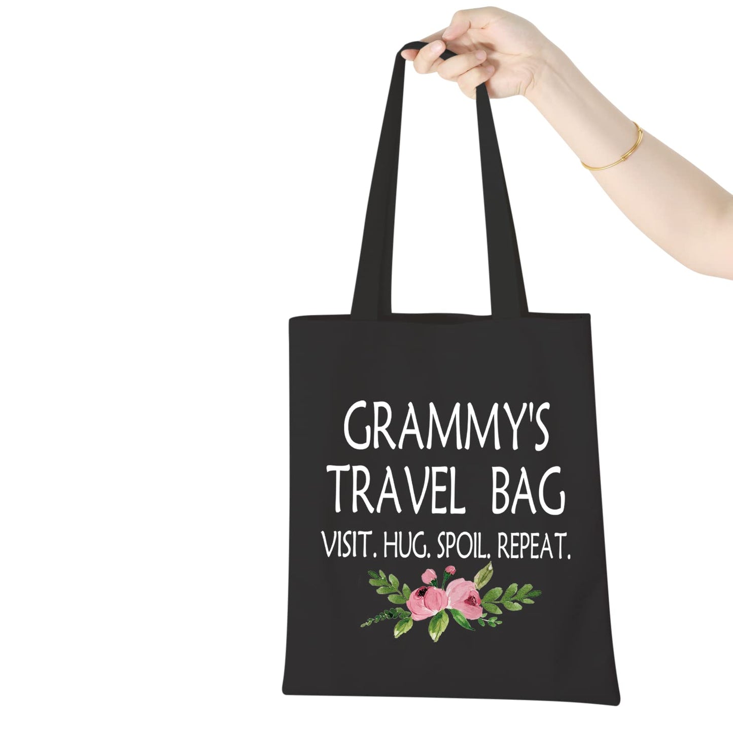 WCGXKO Mother's Day Gift Grandma Birthday Gift Travel Gift Canvas Tote Bag for (MMY'S Travel Tote Black)