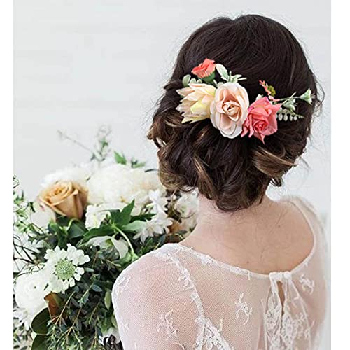 Fangsen Wedding Yucca Gloriosa L Rose Flower Hair Comb Bridal Flower Hair Clip Floral Hair Accessories for Women and Girls (Ivory)