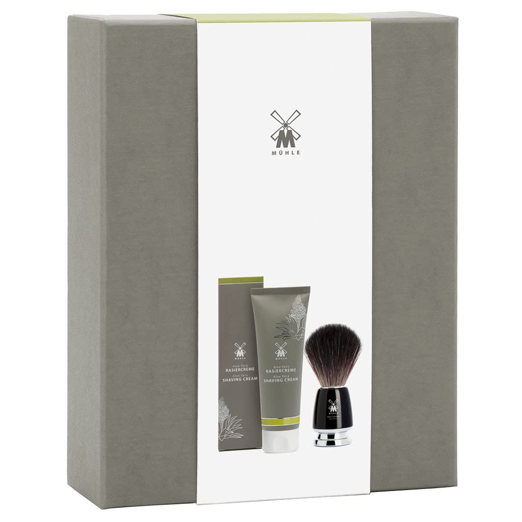 MÜHLE STARTER SET Aloe Vera Shaving Cream & RYTMO Black Fibre Shaving Brush