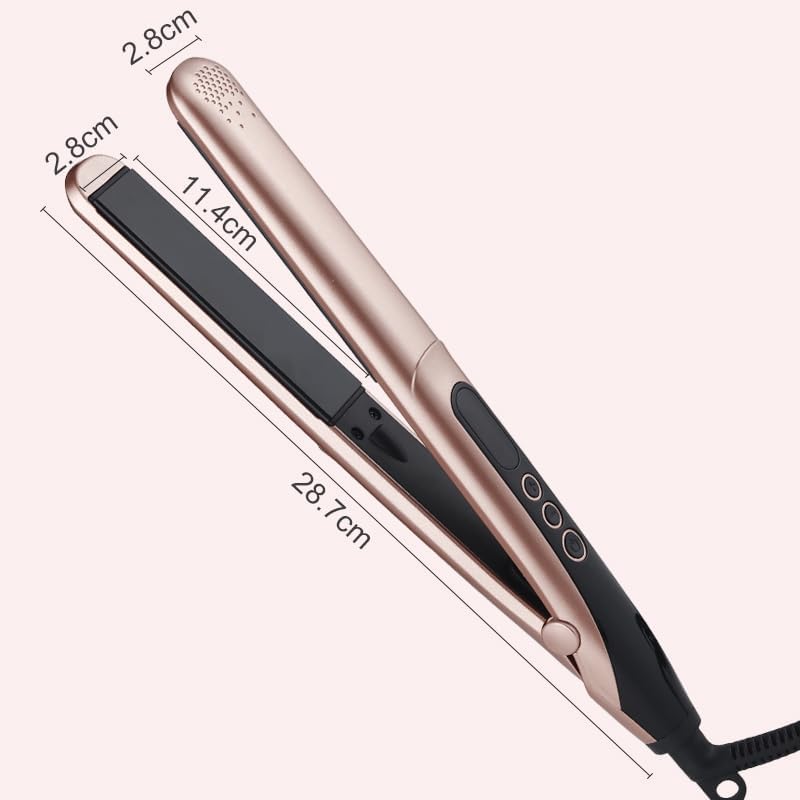 Hair Straightener, Professional Ceramic Plates Straightener for Women Hair Flat Iron and Curler 2 in 1 (Rose Gold)