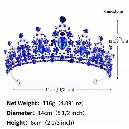 ShulaSHOP Blue Crowns for Women,Blue Tiaras for Women,Blue Crown Royal Queen Crown and Tiaras Princess Crown for Women and Girls,Party Halloween Costume Prom Birthday Bridal Wedding Hair Accessories