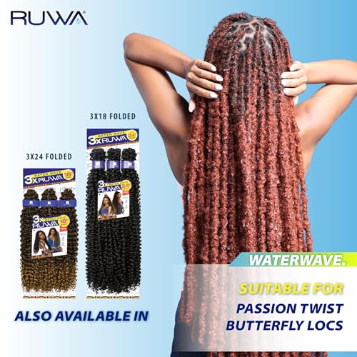 Sensationnel Ruwa prestretched braiding hair - 3x ruwa 48 inch 24 folded water repellent kanekalon fiber fast dry sports braid - 3x Ruwa 24 inch (5 pack, 350 COPPERred)