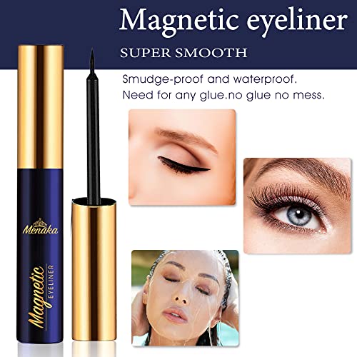 Magnetic Eyelashes - Magnetic Lashes with 4 Tube of Magnetic Eyeliner - Magnet False Eyelashes Kit with Applicator - Natural Look Easy to Apply 10 Pairs