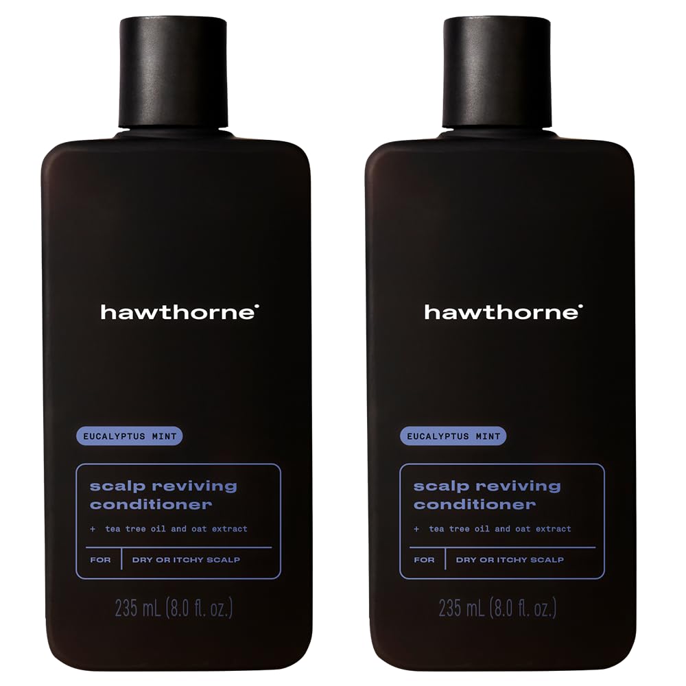 Hawthorne Men's Peppermint Scalp Reviving Conditioner for Dry Scalp. Fights Dandruff and Relieves Itch Naturally With Soothing Tea Tree and Avocado Oil. Sulfate Free, Paraben Free. 8 Fl. Oz. 2-Pack.