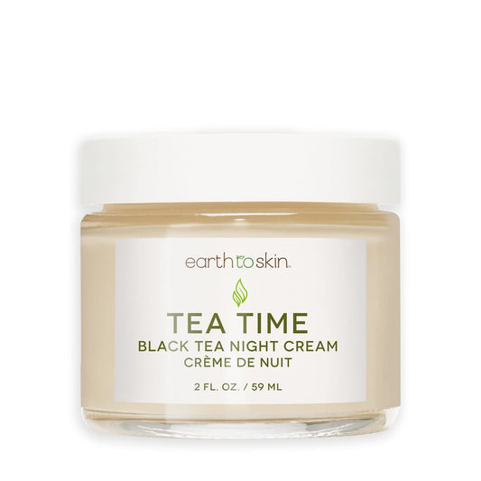 Earth To Skin Tea Time Anti-Aging Black Tea Night Cream Intense Hydration & Protection Moisturizer for Face (2.0 Fl Oz)