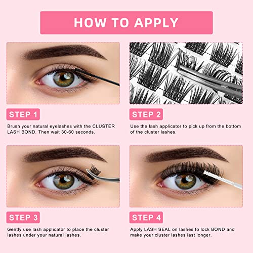 Cluster Lashes, Crislashes DIY Eyelash Extension 13 Rows, D Curl 12mm Individual Cluster Eyelashes Natural Look, 78 pcs Reusable Cluster Eyelash Extensions at Home (F03-D Curl 12mm)