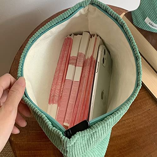 Cosmetic Bags for Women Makeup Bag Large Capacity Purse Travel Toiletry Zipper Storage Pouch Make up Brushes Organizer for Gifts (Corduroy, Grass Green)