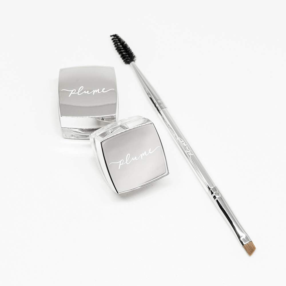 Plume - Nourish + Define Natural Brow Pomade | Smudge-Proof, Vegan, Clean Beauty (Gold Silk, Pomade + Brush)