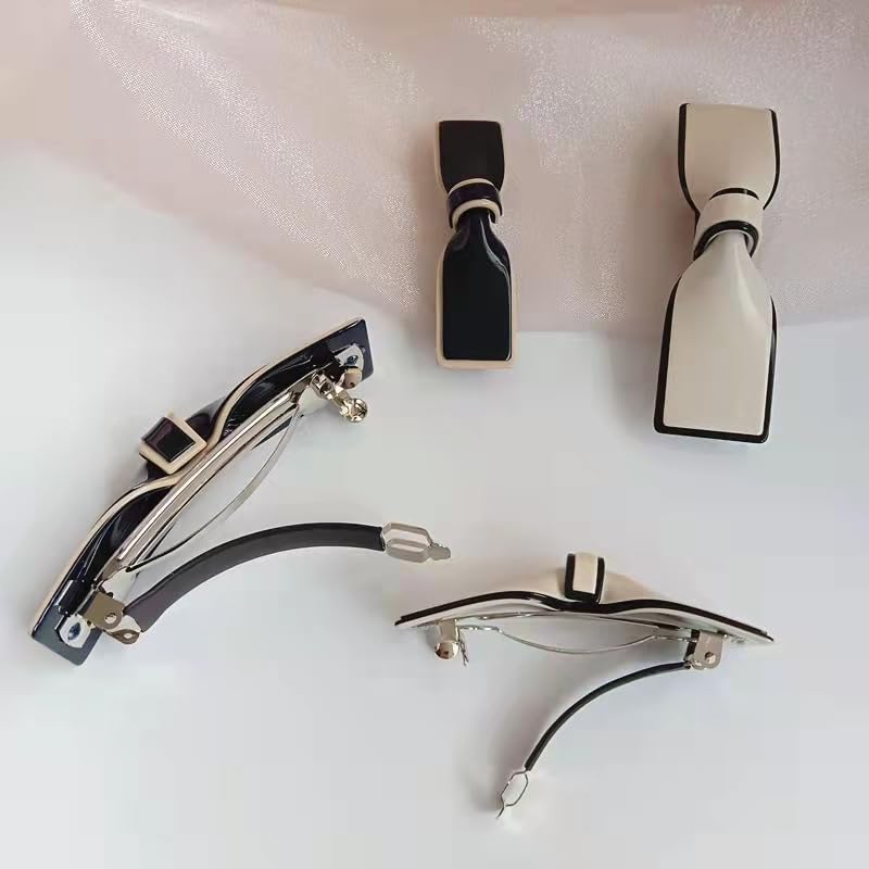 2Pack White French Style Resin Hair Barrettes Fashion Hair Accessories Automatic Clasp Hairgrips geometric Hair Clippers Hairpins for Women Girls