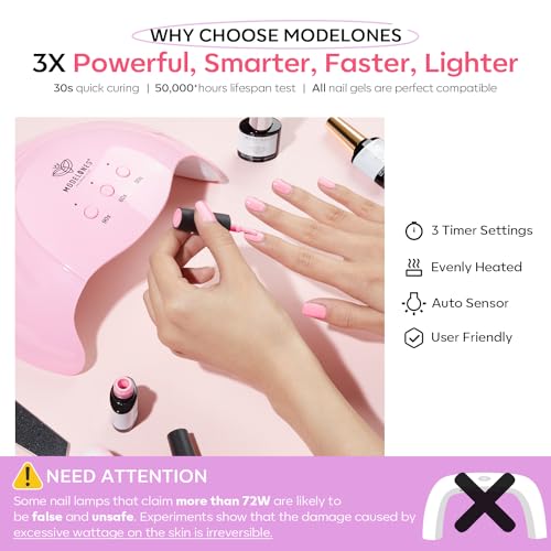 Modelones Gel Nail Polish Kit with U V Light 48W, 6 Colors summer Shellac Soak Off Nail Gel Polish Manicure Set with LED Lamp Top & Base Coat Starter Kit Professional for Women DIY at Home Salon Gift