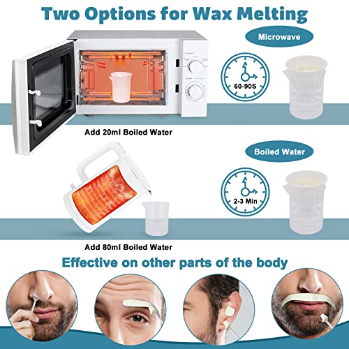 120g Nose Wax Kit for Men and Women, Nose Waxing with 30 Black Applicators，20 Mustache Guards, 20pcs Paper Cup, 10pcs wooden sticks - Nose Hair Wax Painless Nose Hair Removal at Least 20 Times Usage