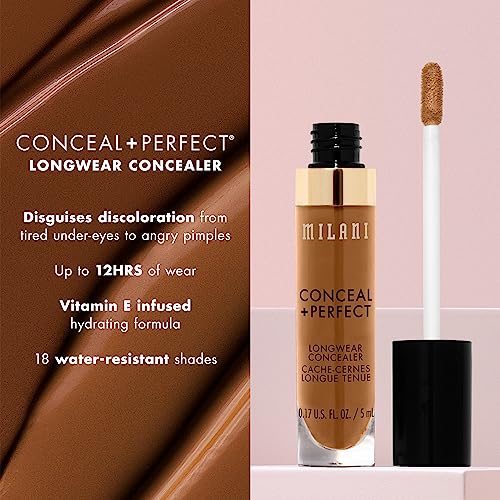 Milani Conceal + Perfect Longwear Concealer - Medium Beige (0.17 Fl. Oz.) Vegan, Cruelty-Free Liquid Concealer - Cover Dark Circles, Blemishes & Skin Imperfections for Long-Lasting Wear