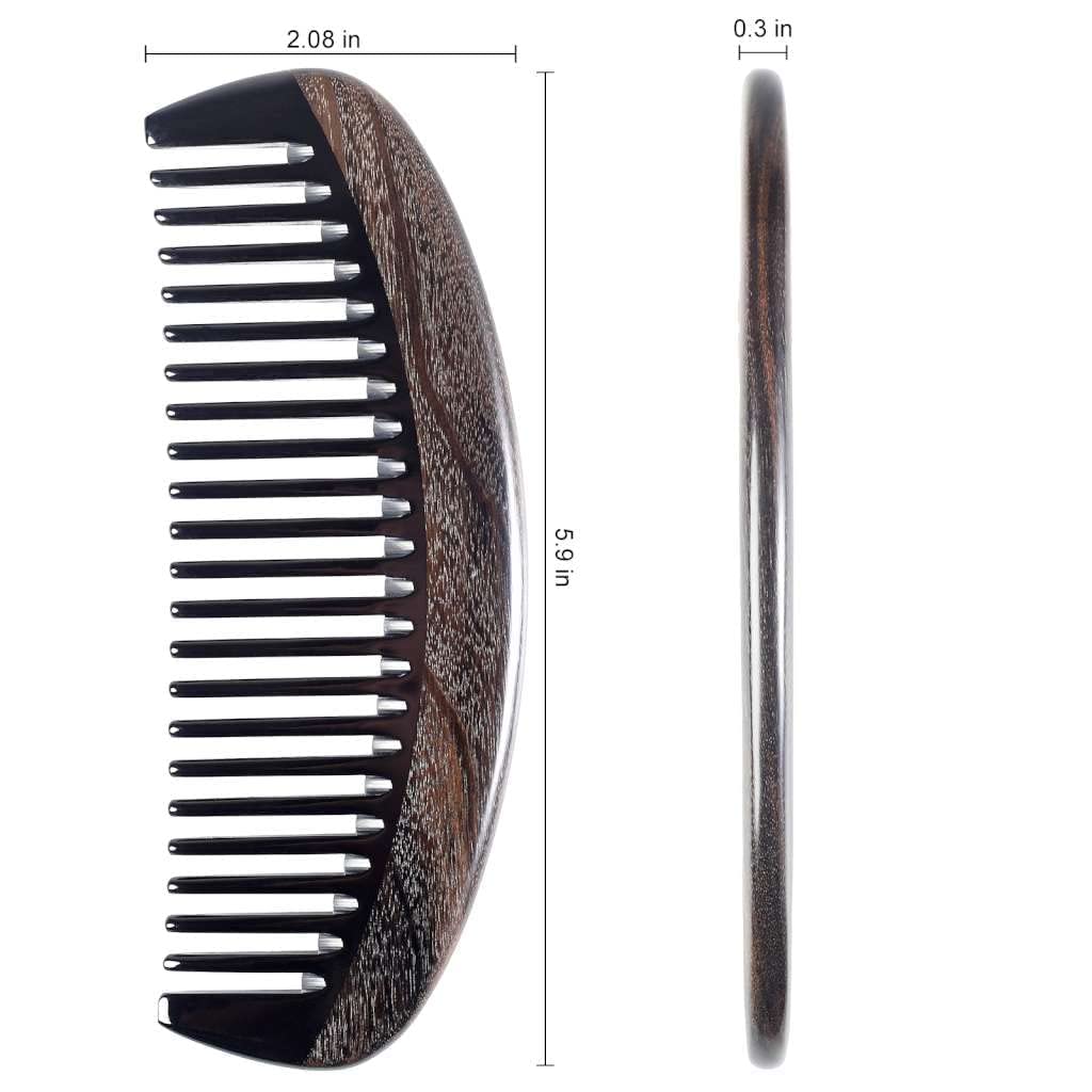 Onedor Handmade 100% Natural Chacate Preto Wood Hair Combs - Anti-Static Sandalwood Scent Natural Hair Detangler Wooden Comb (Oval Wide Tooth Fine Tooth Set)