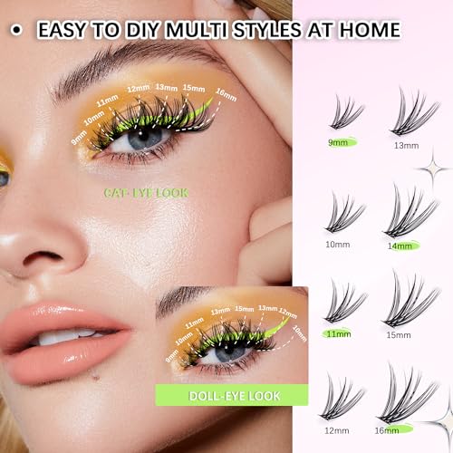 GAQQI Lash Clusters Kit 320Pcs Lash Extension Kit, Mix 9-16mm 304050D D Curl Lash Clusters Kit Eyelash Extension Kit with Lash Glue Remover and Lash Applicator Self Use at Home（304050D-DMIX KIT)