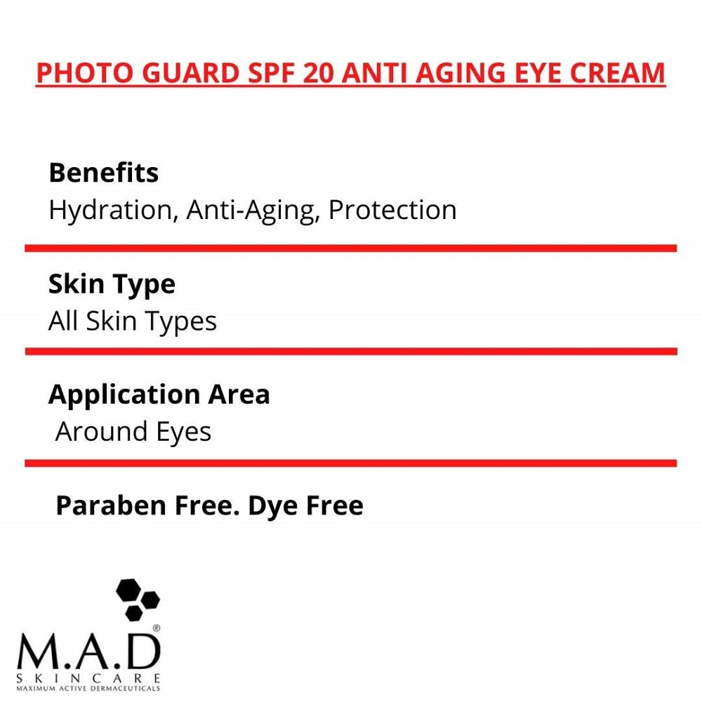 M.A.D Skincare SOLAR PROTECTION: Photo Guard SPF 20 Anti Aging Eye Cream - 15g