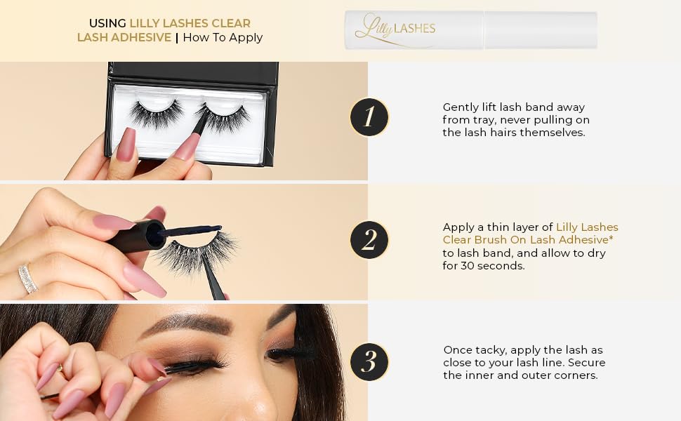 Lilly Lashes 3D Miami Flare Faux Mink Strip Lashes, False Eyelashes Dramatic Look, Reusable False Lashes, Fake Lashes Pack, Lash Strips with Luxury Silk Like Fibers, No Lash Glue Included