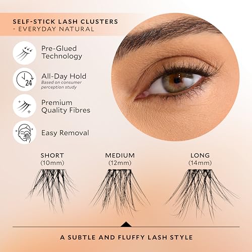 Velour-Xtensions™ Self-Stick Lash Clusters | Self Adhesive Eyelashes | Includes 12 Eyelash Clusters | Comfortable & Lightweight Lash Extension Clusters (Everyday Natural)