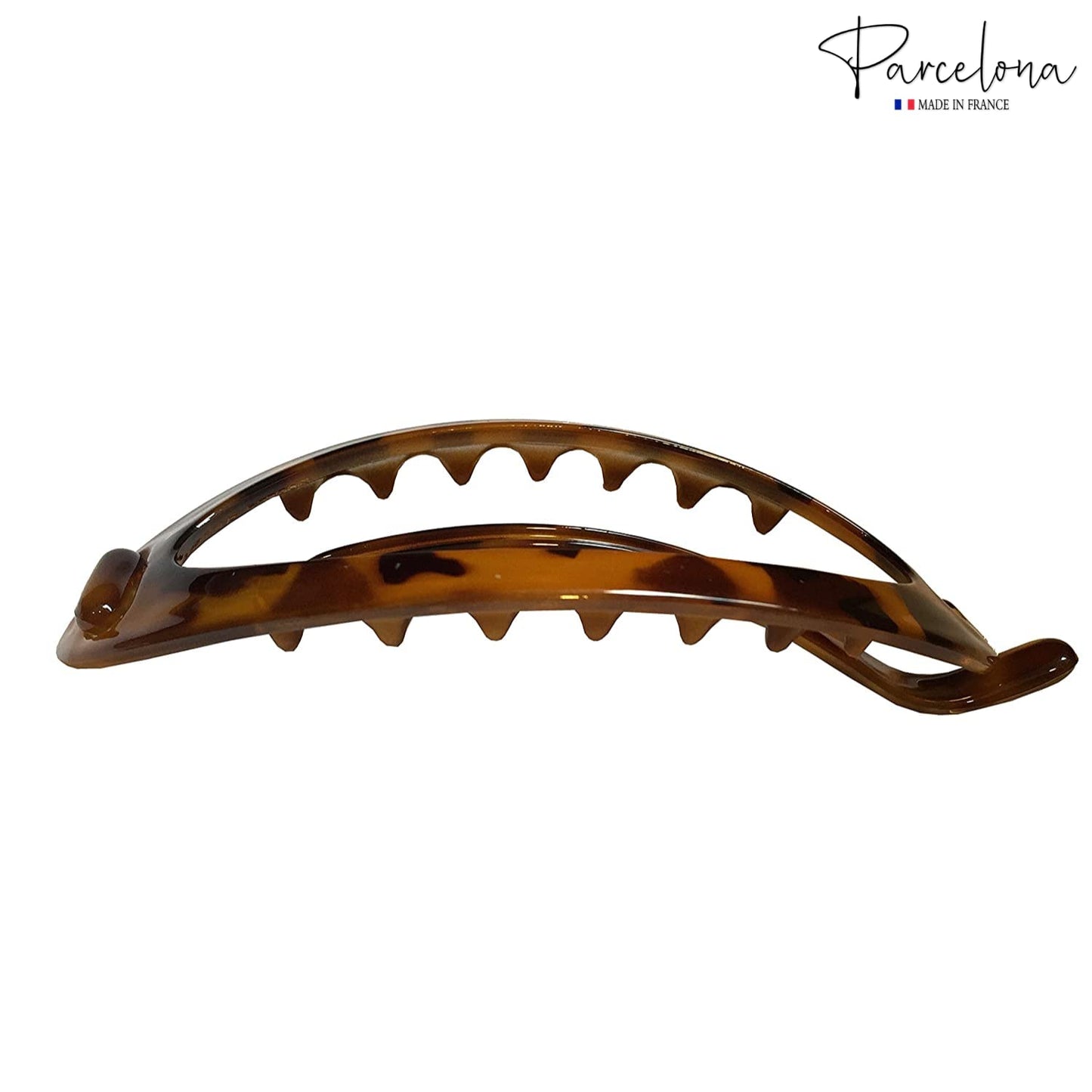 Parcelona French Plain Oval Simple Large Savana Tortoise Ponytail Holder No Metal Hair Clip Barrette (Light Shell)