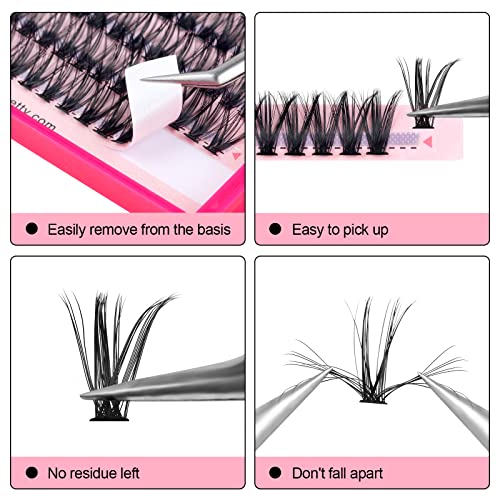 Fenshine Cluster Lashes Individual Lashes Wide Stem 0.07D 20D Curl 18mm DIY Eyelash Extension Individual Soft False Lashes for Personal Use at Home