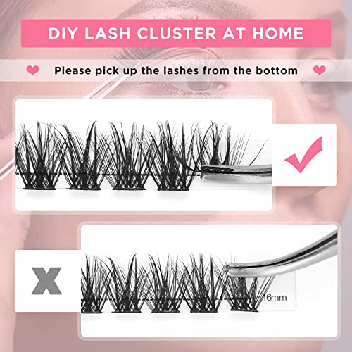 Cluster Lashes, Crislashes DIY Eyelash Extension 13 Rows, D Curl 12mm Individual Cluster Eyelashes Natural Look, 78 pcs Reusable Cluster Eyelash Extensions at Home (F03-D Curl 12mm)