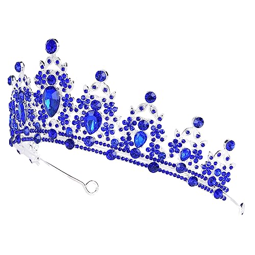 ShulaSHOP Blue Crowns for Women,Blue Tiaras for Women,Blue Crown Royal Queen Crown and Tiaras Princess Crown for Women and Girls,Party Halloween Costume Prom Birthday Bridal Wedding Hair Accessories