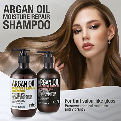 Cab's Argan Oil Shampoo and Conditioner Set for Women and Men - Best Gift for Damaged, Thinning Hair, Curly or Frizzy Hair - Paraben Free 2 x 16.9 fl oz