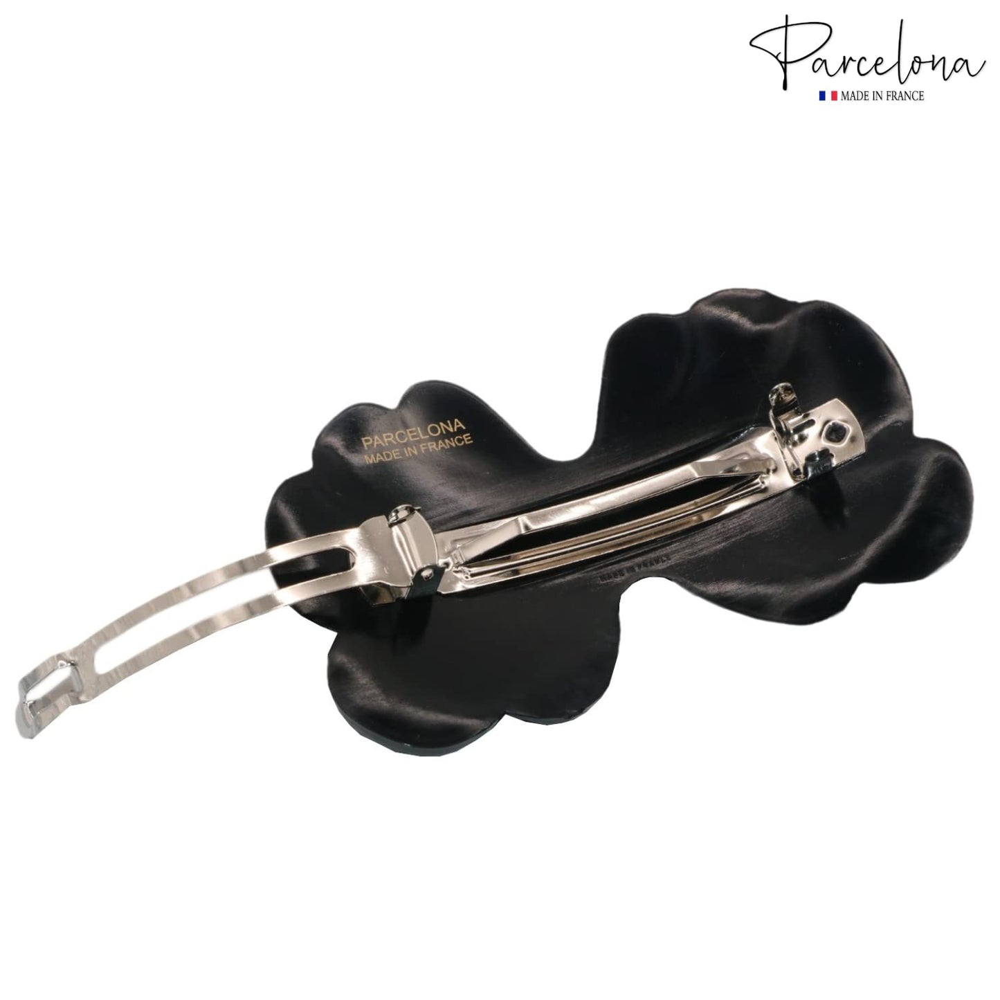 Parcelona French Large Petal 3.5" Celluloid Women Hair Barrette Clip(Black)